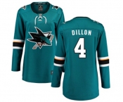 Women San Jose Sharks #4 Brenden Dillon Fanatics Branded Teal Green Home Breakaway NHL Jersey