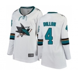 Women San Jose Sharks #4 Brenden Dillon Fanatics Branded White Away Breakaway NHL Jersey