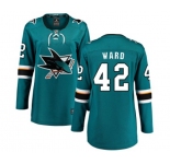 Women San Jose Sharks #42 Joel Ward Fanatics Branded Teal Green Home Breakaway NHL Jersey