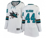 Women San Jose Sharks #44 Marc-Edouard Vlasic Fanatics Branded White Away Breakaway NHL Jersey