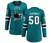 Women San Jose Sharks #50 Chris Tierney Fanatics Branded Teal Green Home Breakaway NHL Jersey