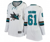 Women San Jose Sharks #61 Justin Braun Fanatics Branded White Away Breakaway NHL Jersey