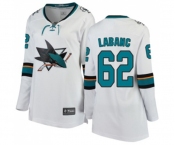 Women San Jose Sharks #62 Kevin Labanc Fanatics Branded White Away Breakaway NHL Jersey