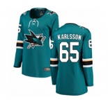 Women San Jose Sharks #65 Erik Karlsson Fanatics Branded Teal Green Home Breakaway NHL Jersey