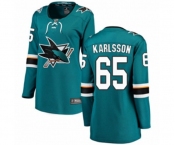 Women San Jose Sharks #65 Erik Karlsson Fanatics Branded Teal Green Home Breakaway NHL Jersey