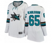 Women San Jose Sharks #65 Erik Karlsson Fanatics Branded White Away Breakaway NHL Jersey