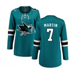 Women San Jose Sharks #7 Paul Martin Fanatics Branded Teal Green Home Breakaway NHL Jersey