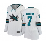 Women San Jose Sharks #7 Paul Martin Fanatics Branded White Away Breakaway NHL Jersey