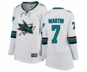 Women San Jose Sharks #7 Paul Martin Fanatics Branded White Away Breakaway NHL Jersey