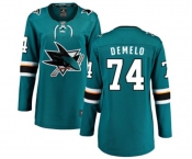 Women San Jose Sharks #74 Dylan DeMelo Fanatics Branded Teal Green Home Breakaway NHL Jersey