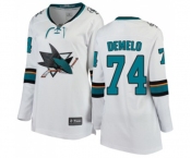 Women San Jose Sharks #74 Dylan DeMelo Fanatics Branded White Away Breakaway NHL Jersey