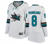 Women San Jose Sharks #8 Joe Pavelski Fanatics Branded White Away Breakaway NHL Jersey