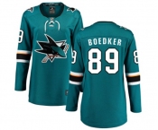 Women San Jose Sharks #89 Mikkel Boedker Fanatics Branded Teal Green Home Breakaway NHL Jersey