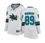 Women San Jose Sharks #89 Mikkel Boedker Fanatics Branded White Away Breakaway NHL Jersey