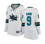 Women San Jose Sharks #9 Evander Kane Fanatics Branded White Away Breakaway NHL Jersey