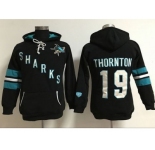 Women's San Jose Sharks #19 Joe Thornton Black Old Time Heidi Hoodie NHL Hoodie