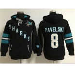 Women's San Jose Sharks #8 Joe Pavelski Black Old Time Heidi Hoodie NHL Hoodie