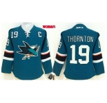 women nhl jerseys san jose sharks #19 thornton green[2014 new]