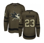 Youth Adidas San Jose Sharks #23 Barclay Goodrow Authentic Green Salute to Service NHL Jersey