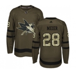 Youth Adidas San Jose Sharks #28 Timo Meier Authentic Green Salute to Service NHL Jersey
