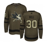 Youth Adidas San Jose Sharks #30 Aaron Dell Premier Green Salute to Service NHL Jersey