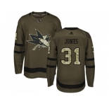 Youth Adidas San Jose Sharks #31 Martin Jones Green Salute to Service Stitched NHL Jersey