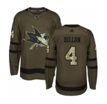 Youth Adidas San Jose Sharks #4 Brenden Dillon Authentic Green Salute to Service NHL Jersey