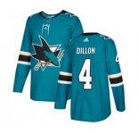 Youth Adidas San Jose Sharks #4 Brenden Dillon Premier Teal Green Home NHL Jersey