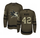 Youth Adidas San Jose Sharks #42 Joel Ward Authentic Green Salute to Service NHL Jersey