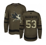 Youth Adidas San Jose Sharks #53 Brandon Mashinter Authentic Green Salute to Service NHL Jersey