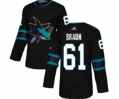 Youth Adidas San Jose Sharks #61 Justin Braun Authentic Black Alternate NHL Jersey