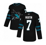 Youth Adidas San Jose Sharks #7 Paul Martin Authentic Black Alternate NHL Jersey