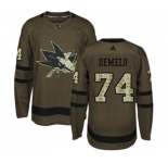 Youth Adidas San Jose Sharks #74 Dylan DeMelo Authentic Green Salute to Service NHL Jersey