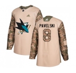 Youth Adidas San Jose Sharks #8 Joe Pavelski Authentic Camo Veterans Day Practice NHL Jersey