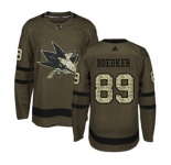 Youth Adidas San Jose Sharks #89 Mikkel Boedker Authentic Green Salute to Service NHL Jersey