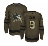 Youth Adidas San Jose Sharks #9 Evander Kane Authentic Green Salute to Service NHL Jersey