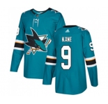 Youth Adidas San Jose Sharks #9 Evander Kane Authentic Teal Green Home NHL Jersey