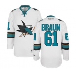 Youth Reebok San Jose Sharks #61 Justin Braun Authentic White Away NHL Jersey