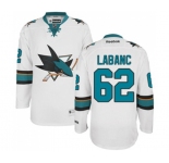 Youth Reebok San Jose Sharks #62 Kevin Labanc Authentic White Away NHL Jersey