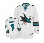 Youth Reebok San Jose Sharks #7 Paul Martin Authentic White Away NHL Jersey