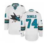 Youth Reebok San Jose Sharks #74 Dylan DeMelo Authentic White Away NHL Jersey