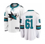 Youth San Jose Sharks #61 Justin Braun Fanatics Branded White Away Breakaway NHL Jersey