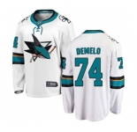 Youth San Jose Sharks #74 Dylan DeMelo Fanatics Branded White Away Breakaway NHL Jersey