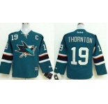 youth nhl jerseys san jose sharks #19 thornton green[2014 new stadium][patch C]