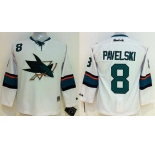 youth nhl jerseys san jose sharks #8 pavelski white[2014 new stadium]