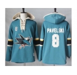 Men's San Jose Sharks #8 Joe Pavelski Teal Pullover Hoodie Stitched NHL Jersey