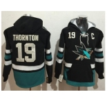San Jose Sharks #19 Joe Thornton Black Name & Number Pullover NHL Hoodie
