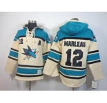 nhl jerseys san jose sharks #12 marleau green-cream[pullover hooded sweatshirt][patch A]