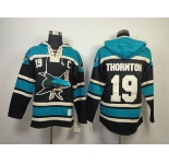 nhl jerseys san jose sharks #19 thornton black [pullover hooded sweatshirt](C)