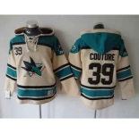 nhl jerseys san jose sharks #39 couture cream-blue[pullover hooded sweatshirt]
